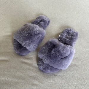 Casa Clara Purple Sherpa Frankie Slippers Size 41 US 9-10 NWOT
